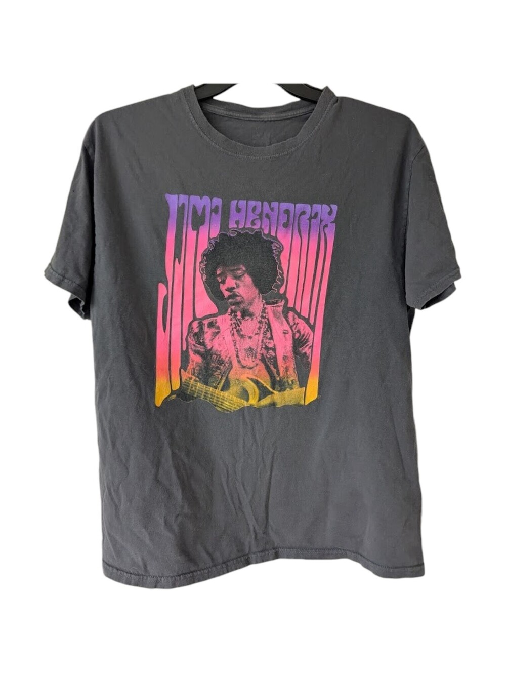Jimi Hendrix T-Shirt Mens Large Dark Gray Purple Haze Psychedelic Band Tee 20x28